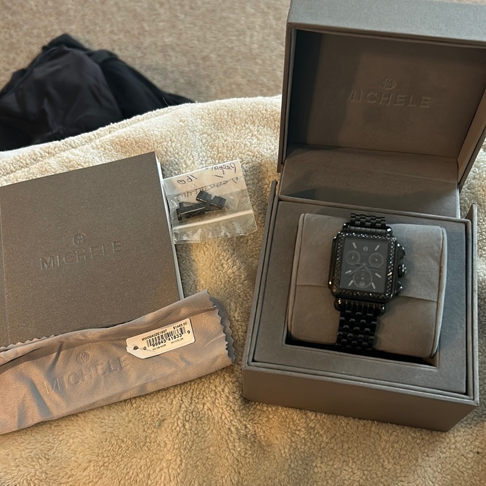 Michele Watch Deco NOIR with Diamonds